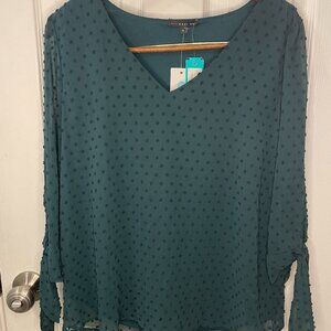 West Kei- Kingsley Tie Sleeve Swiss Dot Blouse